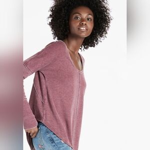 Lucky Brand Dusty Rose Ribbed Top Scoop Thermal Size M